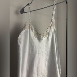 Vintage Oscar De La Renta White Lace Trim Slip